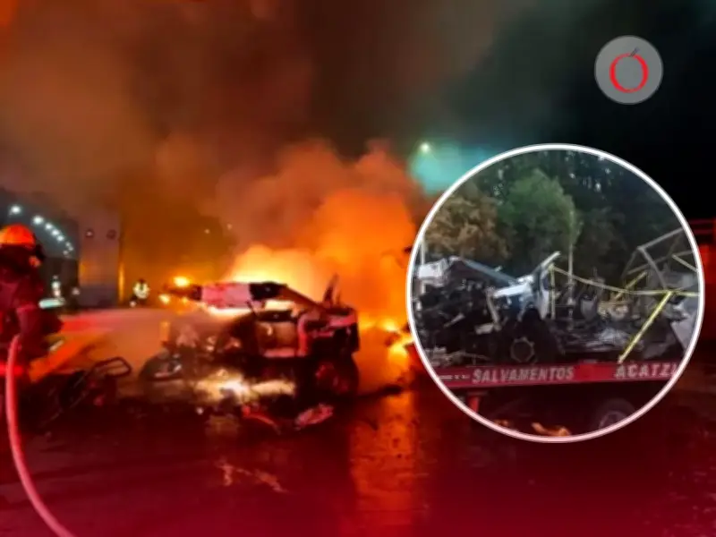 Policía estatal muere calcinado tras choque en autopista México-Puebla