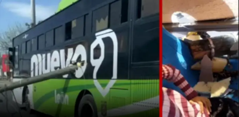 Poste perfora autobús en Monterrey: menor pierde bazo tras trágico accidente