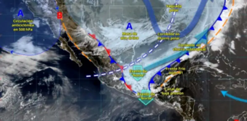 Pronóstico del Clima en México: Frente Frío 41 Provocará Lluvias Torrenciales y Heladas