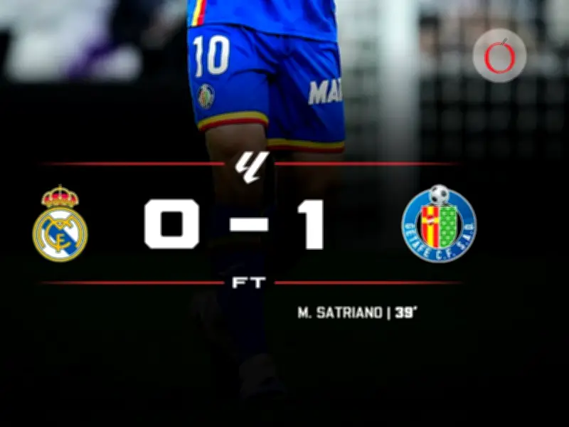 Real Madrid cae ante Getafe en el Bernabéu: derrota que complica la lucha por el título