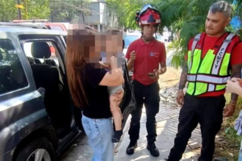 Rescatan a bebé atrapado en camioneta en incidente de alto riesgo