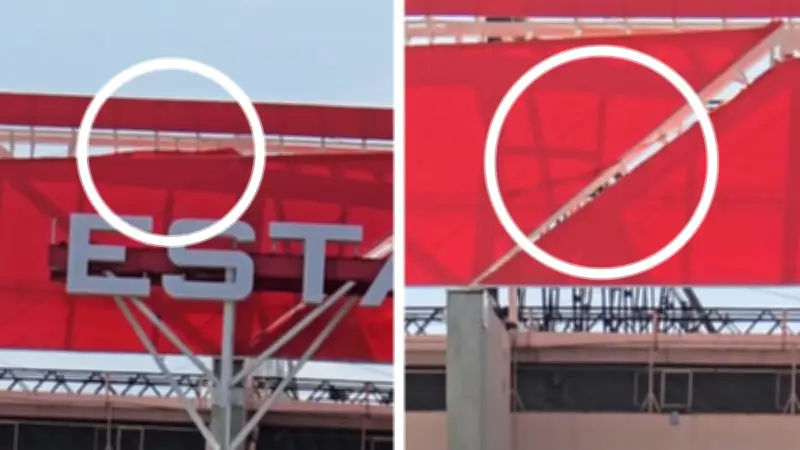 ¿Se desprenden las lonas del Estadio Azteca? Así luce la fachada en reapertura