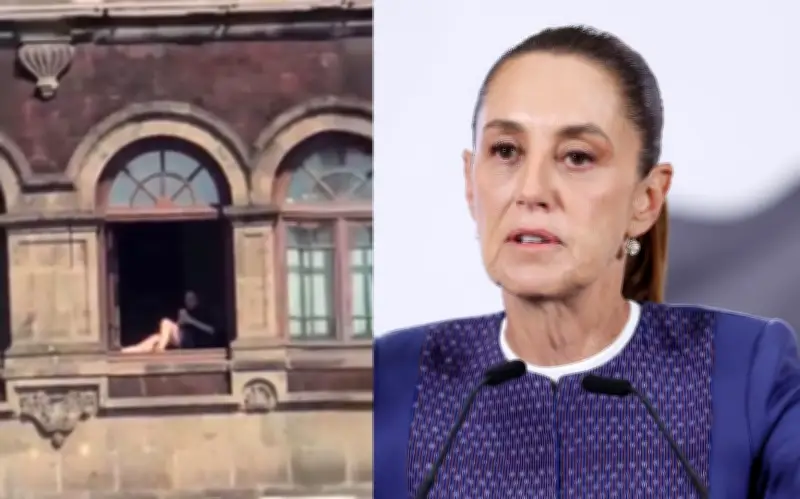 Sheinbaum evita abordar video viral de mujer en balcón de Palacio Nacional