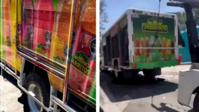 Socavón en Iztapalapa atrapa camión de refrescos Jarritos por falla en drenaje