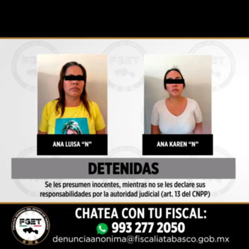 Tabasco: Capturan a dos presuntas operadoras vinculadas a mandos de La Barredora en Jalapa