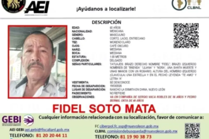 Tres hombres desaparecen tras visitar un rancho en China, Nuevo León