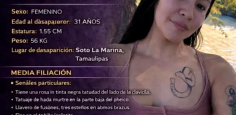Buscan a Jessica, desaparecida en Tamaulipas; luce tatuaje de la Santa Muerte