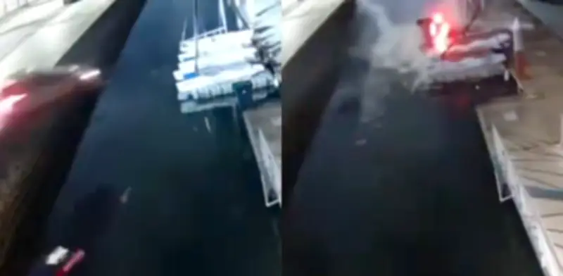 Camioneta se precipita al mar en Veracruz tras perder el control en el bulevar Ávila Camacho