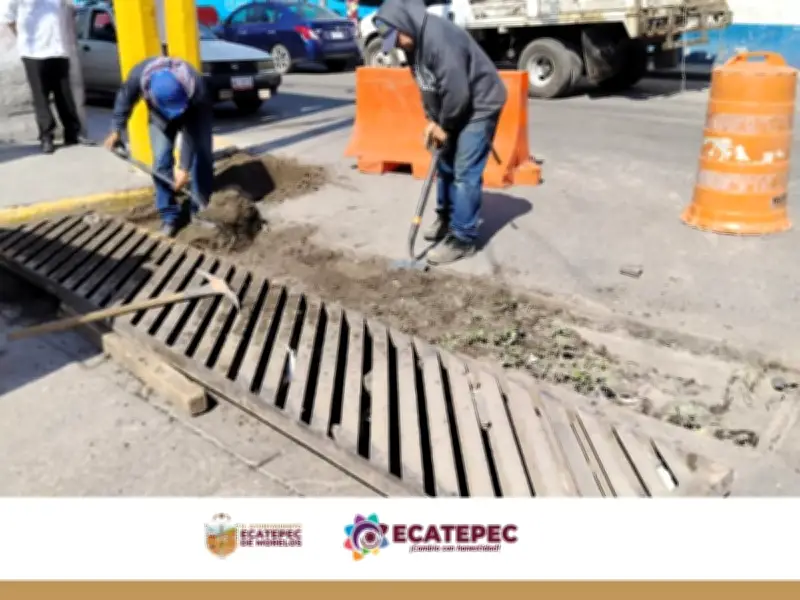 Ecatepec intensifica limpieza de drenajes ante temporada de lluvias para prevenir inundaciones