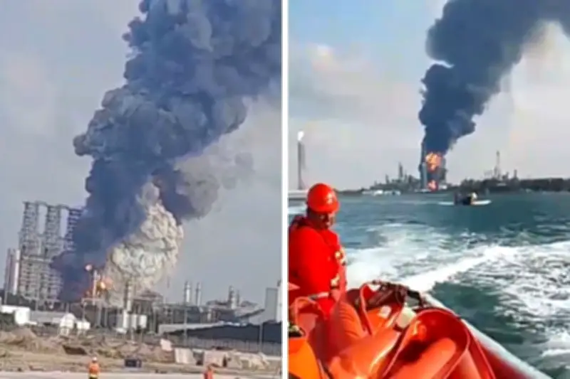 Incendio en Refinería Olmeca de Dos Bocas afecta operaciones de Pemex