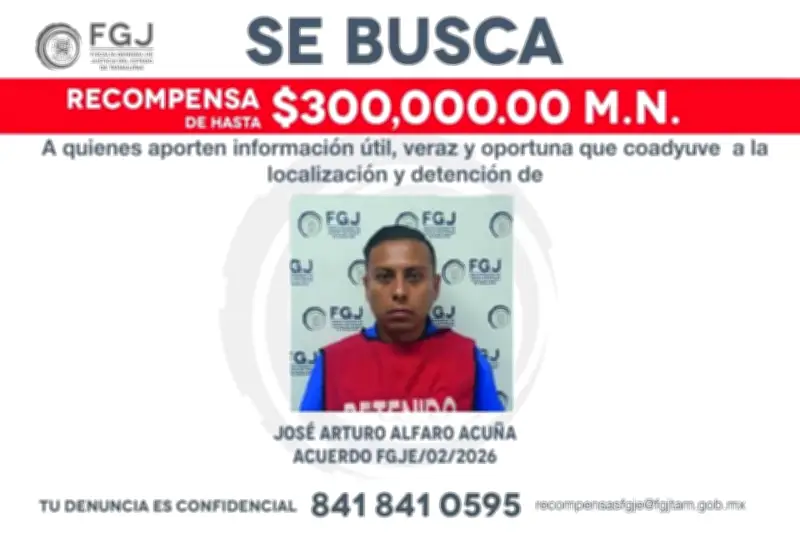 Ofrecen 300 mil por ex agente prófugo en Tamaulipas