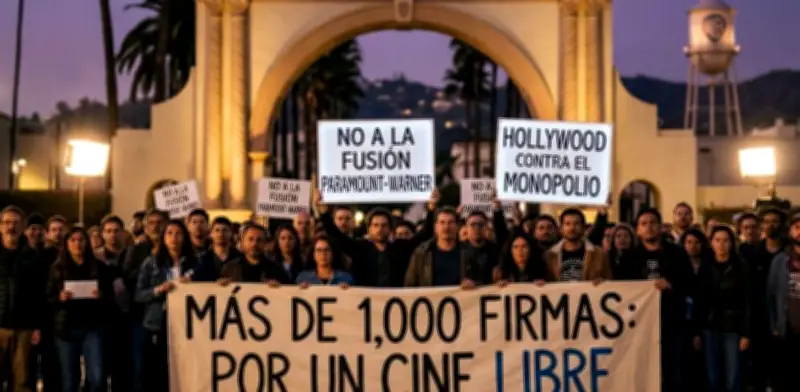Phoenix y Fonda lideran protesta contra fusión de Paramount y Warner Bros en Hollywood