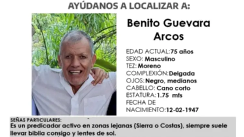 Predicador de 75 años desaparece en la sierra de Guerrero tras salir a evangelizar