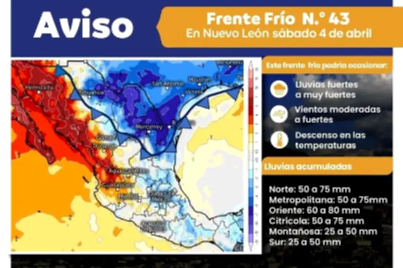 Pronostican lluvias intensas y vientos por frente frío en el norte del país
