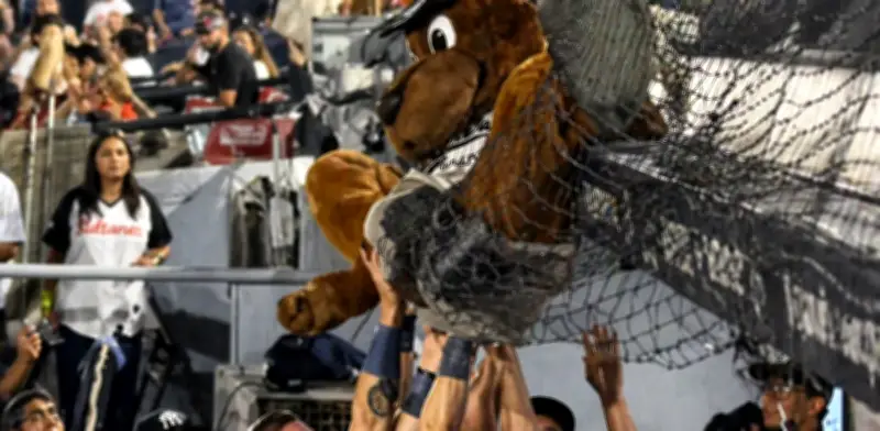 Sultanes rescatan al Perro Sultán tras quedar atorado en el dugout