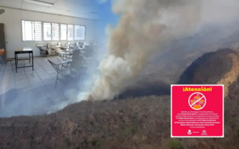 Suspenden clases en Cabo Corrientes, Jalisco, por incendio forestal y mala calidad del aire