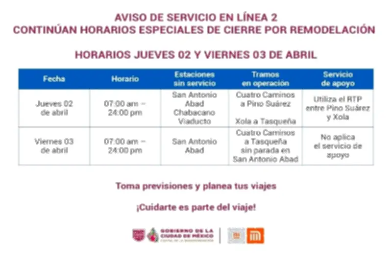 Suspenderán servicio del Metro en tres estaciones por mantenimiento mayor