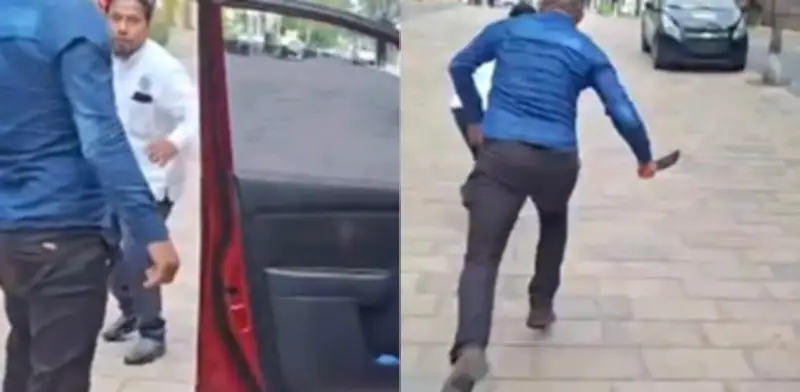 Taxista en Playa del Carmen retrocede ante machete en altercado captado en video