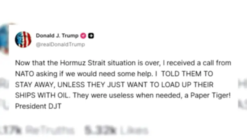 Trump Rechaza Oferta de la OTAN para Intervenir en el Estrecho de Ormuz