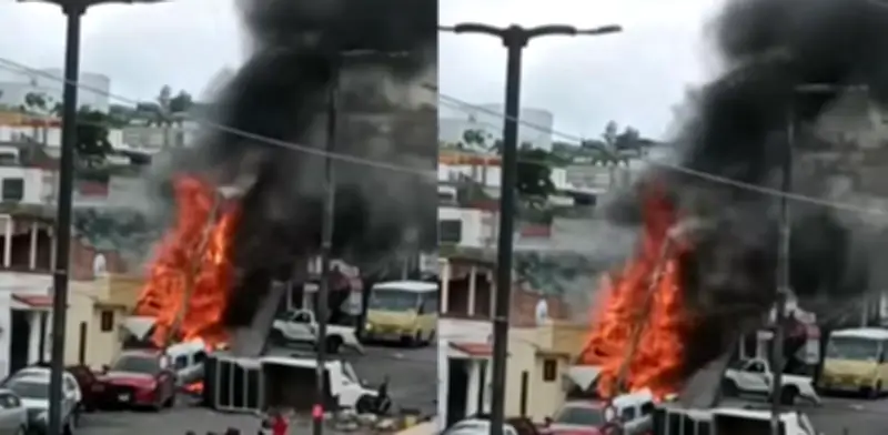 VIDEO: Camión sin frenos choca contra 6 autos y se incendia en San Juan del Río
