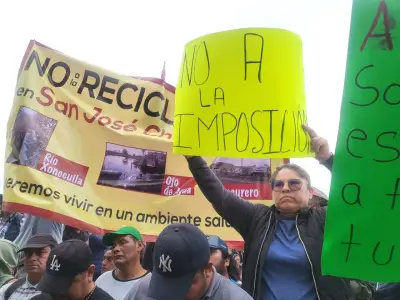 San José Chiapa: Habitantes protestan contra recicladora en evento de Sheinbaum