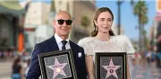 Emily Blunt y Stanley Tucci reciben estrella en Hollywood tras secuela