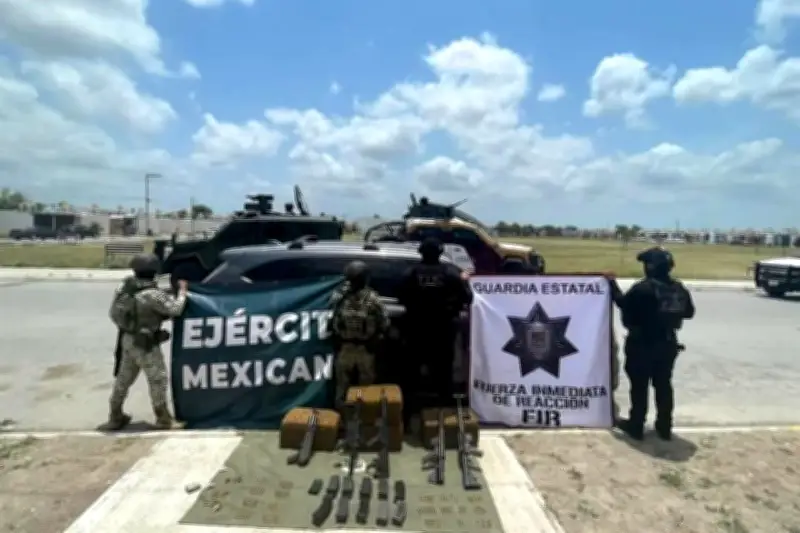 Aseguran armas y droga en Matamoros