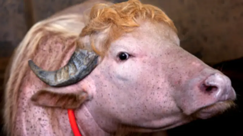 Búfalo albino 'Donald Trump' causa furor en Bangladesh