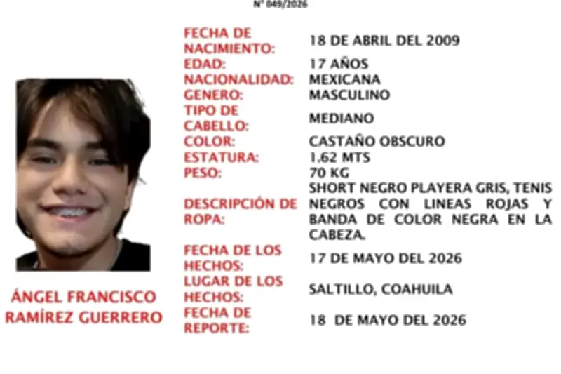 Buscan en NL a adolescente desaparecido en Coahuila
