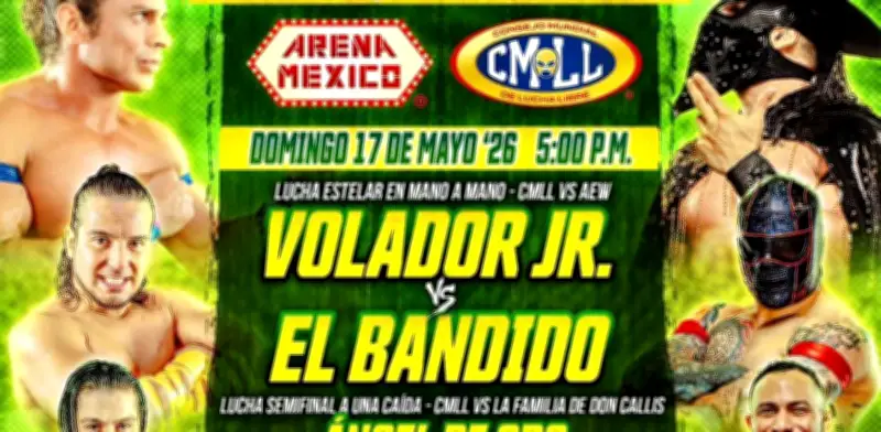 Cartel completo del Domingo Familiar en Arena México: Volador Jr vs Bandido
