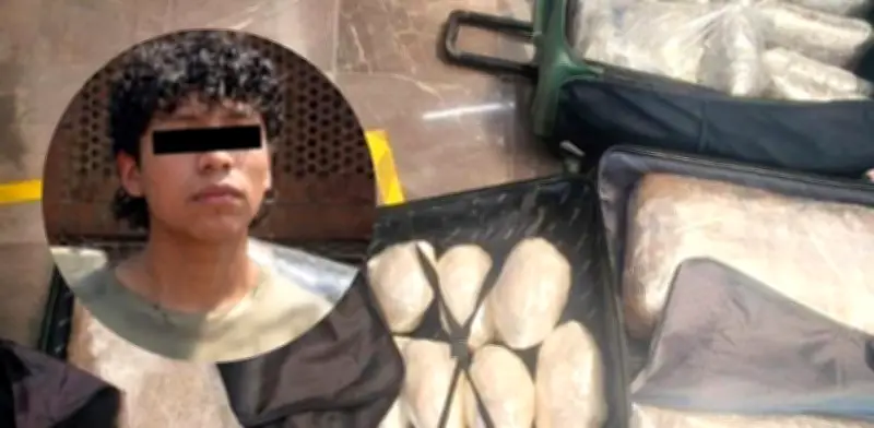 Detienen en TAPO a joven con 47 kilos de marihuana en maletas