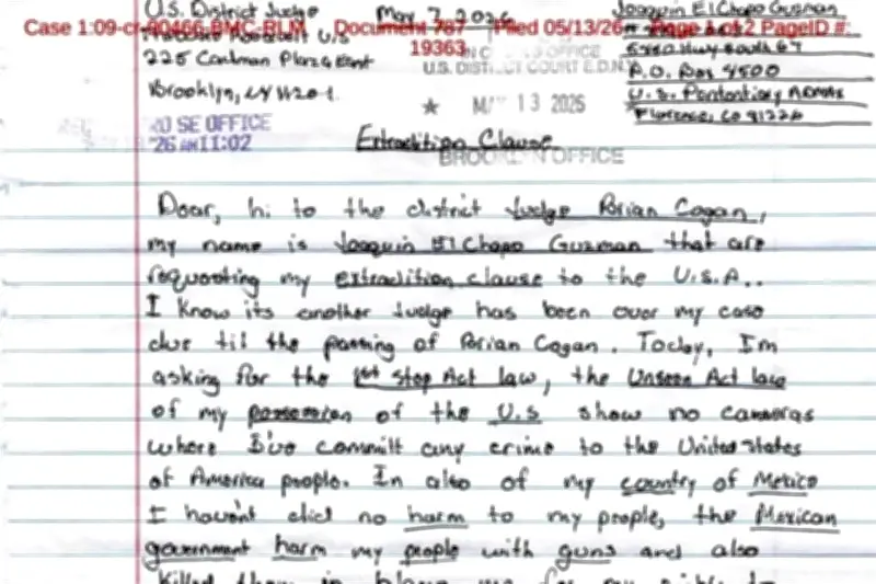 El Chapo envía séptima carta a juez de Estados Unidos pidiendo justicia