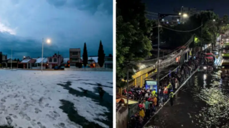 Granizada pinta de blanco e inunda CDMX, Edomex, Morelos, Tlaxcala y Querétaro