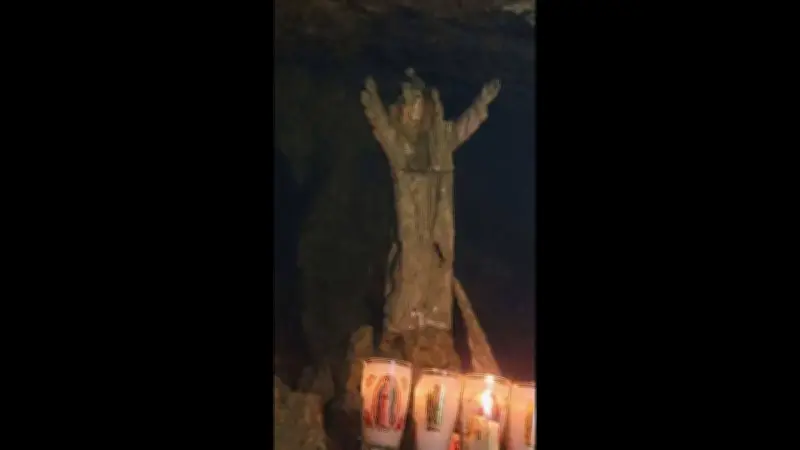 Hallan gruta con figura religiosa al excavar cisterna en Chiapas