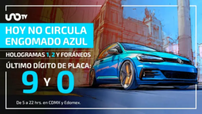 Hoy No Circula viernes 15 mayo 2026: autos azules placas 9 y 0 descansan