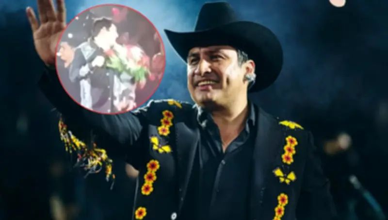 Julión Álvarez es golpeado por ramo de flores en pleno concierto; video se vuelve viral