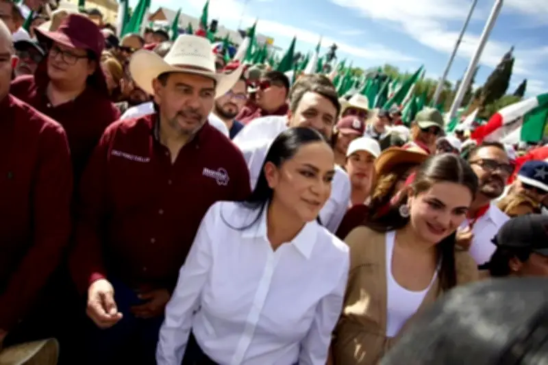 Marcha de Morena contra Maru Campos en Chihuahua