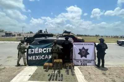Aseguran armas y droga en Matamoros