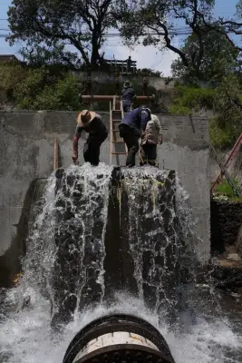 Continúan reparaciones en Acuaférico de Topilejo tras megafuga en CDMX