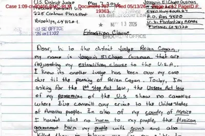 El Chapo envía séptima carta a juez de Estados Unidos pidiendo justicia