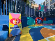 Cancha rehabilitada en plaza Giordano Bruno de la Cuauhtémoc