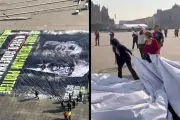 Retiran lona contra Rocha y Sheinbaum en el Zócalo