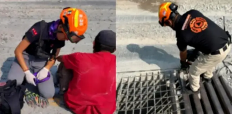 Abuelito de 63 años se esconde en alcantarilla y es rescatado en Monterrey