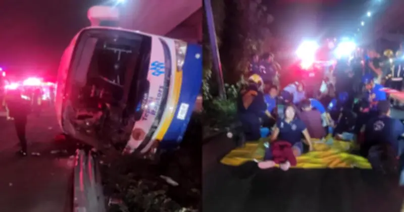 Autobús con estudiantes vuelca en México-Puebla; 40 lesionados