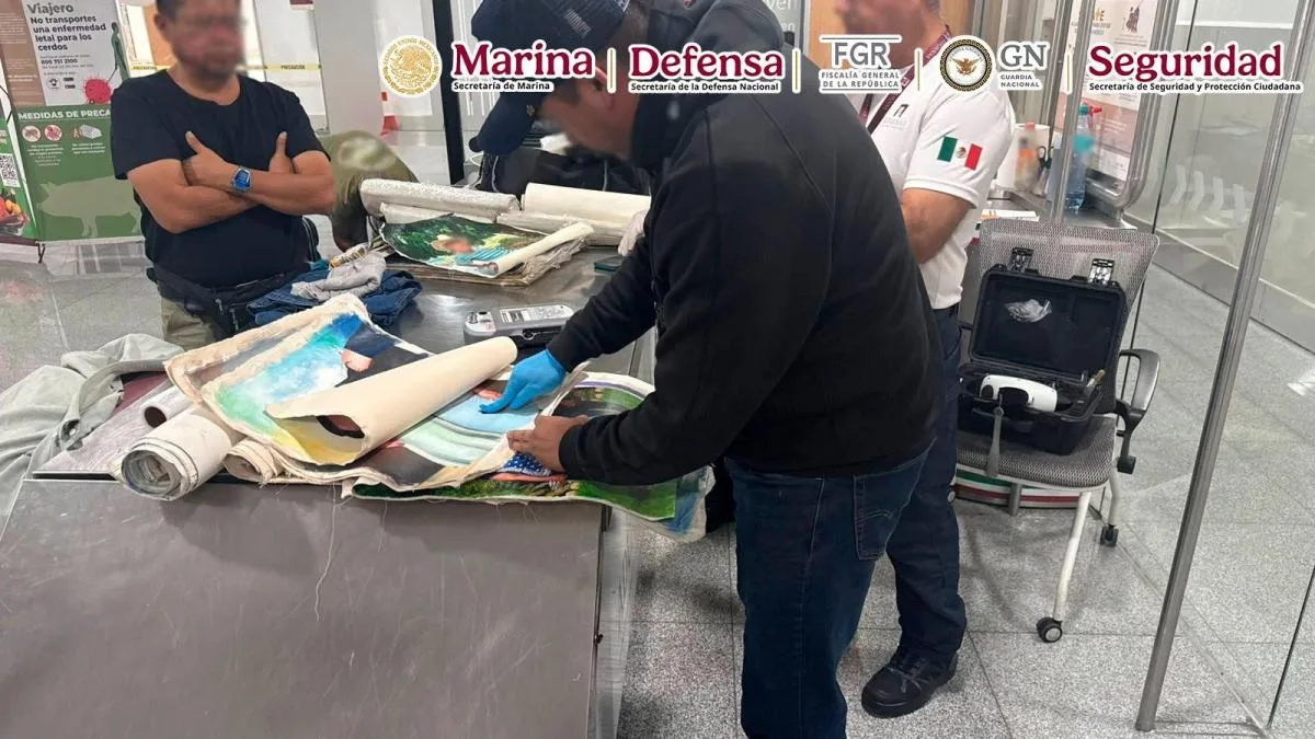 Detectan cocaína en pintura de lienzos en el AICM