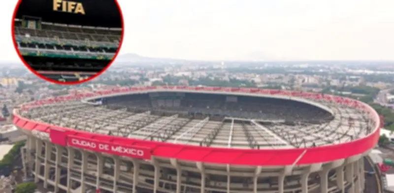 Estadio Ciudad de México luce banderas y logo FIFA para Mundial 2026