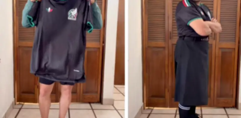 Esteban Macías enfrenta críticas por su look mundialista con falda y playera de México