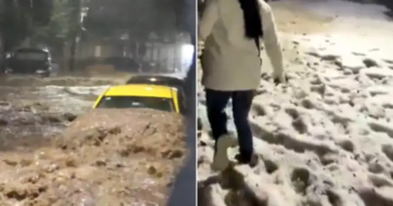 Granizada cubre de blanco calles de Cuajimalpa tras intensa tormenta en CDMX
