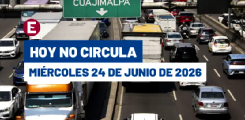 Hoy No Circula CDMX y Edomex 24 junio 2026: autos con engomado rojo no circulan