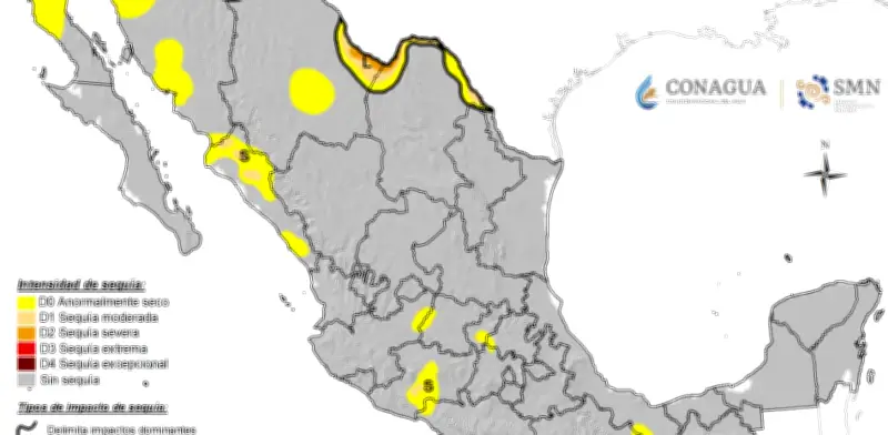 Lluvias eliminan sequía extrema y excepcional en México; 88.3% del país libre